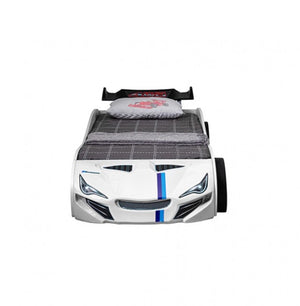 Robin High Gloss Race Car Bed With Trundle Closed in White Front