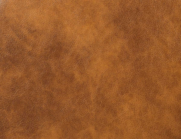 Rowan-LED-PU-Leather-Power-Motion-Reclining-Sectional-Sofa A close-up of textured brown leather material with a warm tan-to-cognac tone and visible grain.