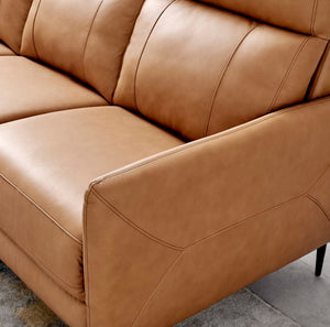 Rudy Comfortable Quality Leather Sofa in Tan Arm