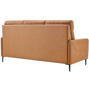 Rudy Comfortable Quality Leather Sofa in Tan Back