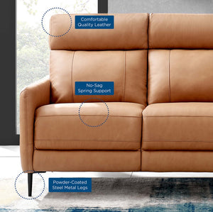 Rudy Comfortable Quality Leather Sofa in Tan Size