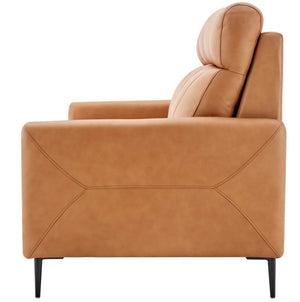 Rudy Comfortable Quality Leather Sofa in Tan Side