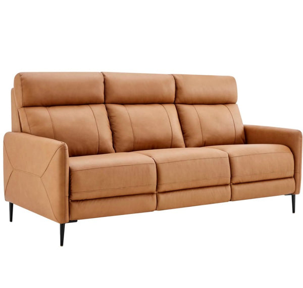 Rudy Comfortable Quality Leather Sofa in Tan Style