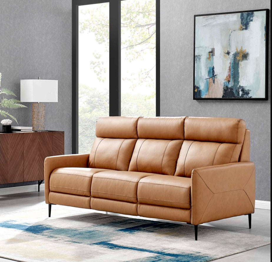 Rudy Comfortable Quality Leather Sofa in Tan