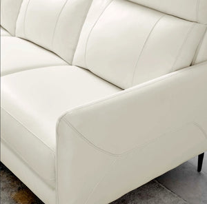 Rudy Comfortable Quality Leather Sofa in White Arm