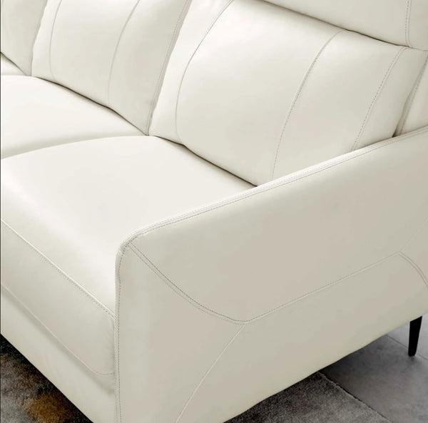 Rudy Comfortable Quality Leather Sofa in White Arm