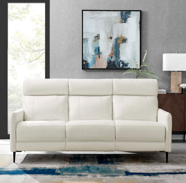 Rudy Comfortable Quality Leather Sofa in White Front