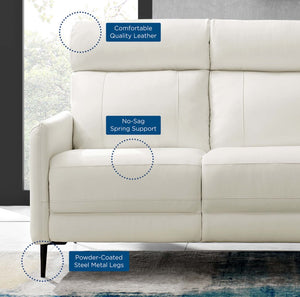 Rudy Comfortable Quality Leather Sofa in White Size