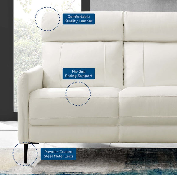 Rudy Comfortable Quality Leather Sofa in White Size