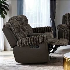 Salley Brown Fabric Two Tone Recliner Loveseat
