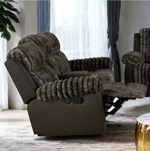 Salley Brown Fabric Two Tone Recliner Loveseat