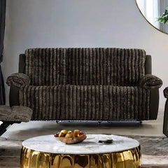 Salley Brown Fabric Two Tone Recliner Sofa