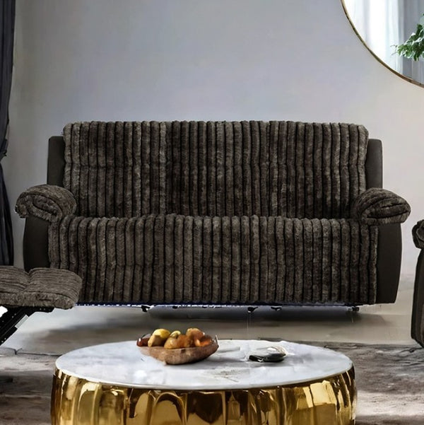 Salley Brown Fabric Two Tone Recliner Sofa
