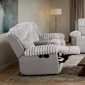 Salley Gray Fabric Two Tone Recliner Loveseat