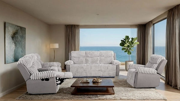 Salley Gray Fabric Two Tone Recliner Sofa