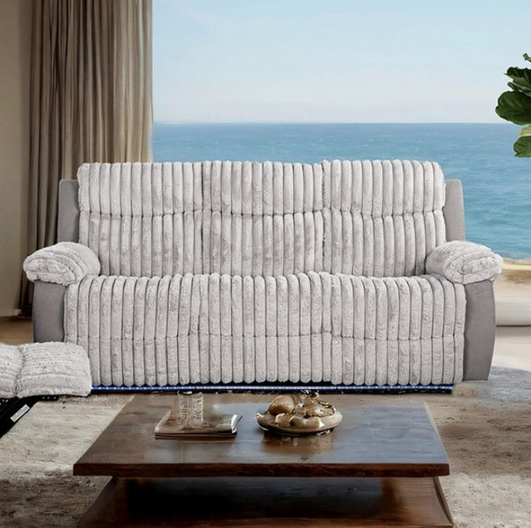 Salley Gray Fabric Two Tone Recliner Sofa