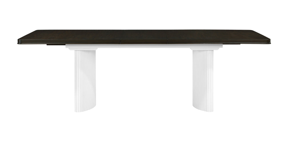 Serania Two Tone Dining TableDining room with a table and chairs in a modern interior setting.