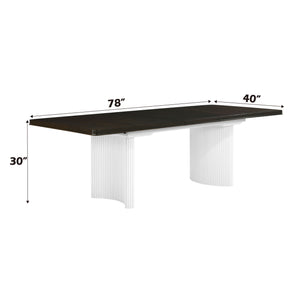 Serania Two Tone Dining Table Rectangular table with dimensions labeled on a white background