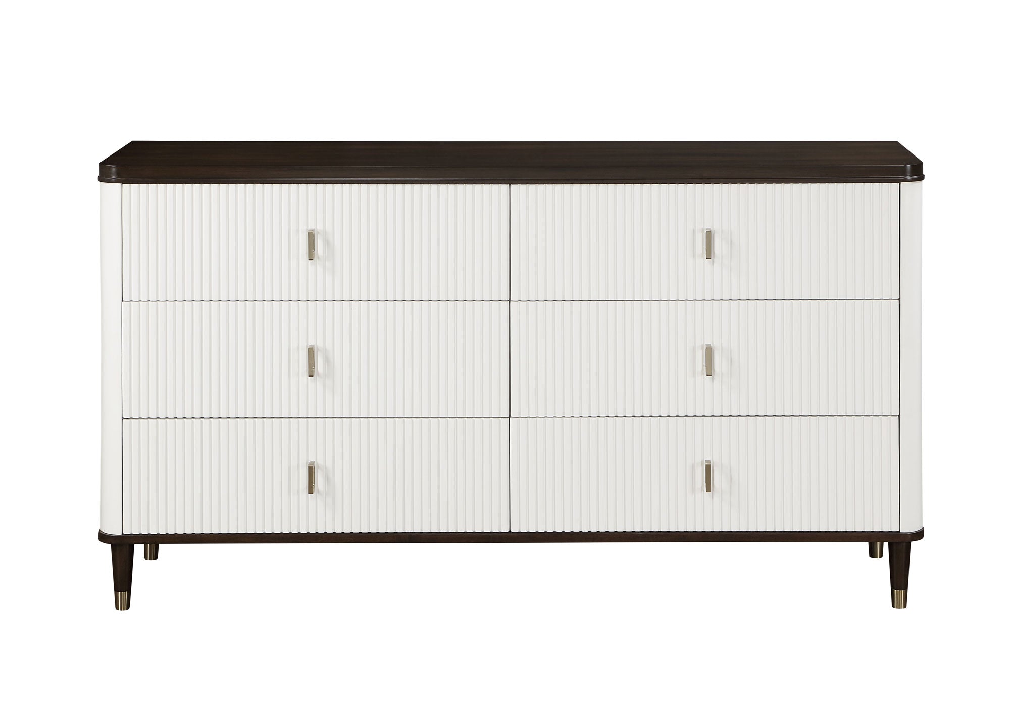 Serania Two Tone Dresser | White & Walnut, Dovetail Drawers, Safety Stop