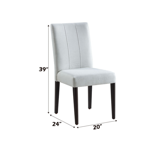 Serania Two Tone Dining Table Chair White chair with dimensions labeled on a white background