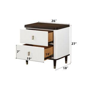 Serania Two Tone Nightstand Furniture piece with dimensions labeled on a white background