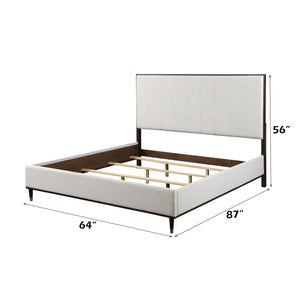 Serania Two Tone Upholstered Bed An upholstered bed frame shown on a white background with dimension labels indicating 64 inches width, 87 inches depth, and 56 inches headboard height.