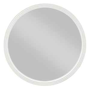 Serania Two Tone Wall Mirror A round wall mirror with a thick, white, textured frame on a solid white background.
