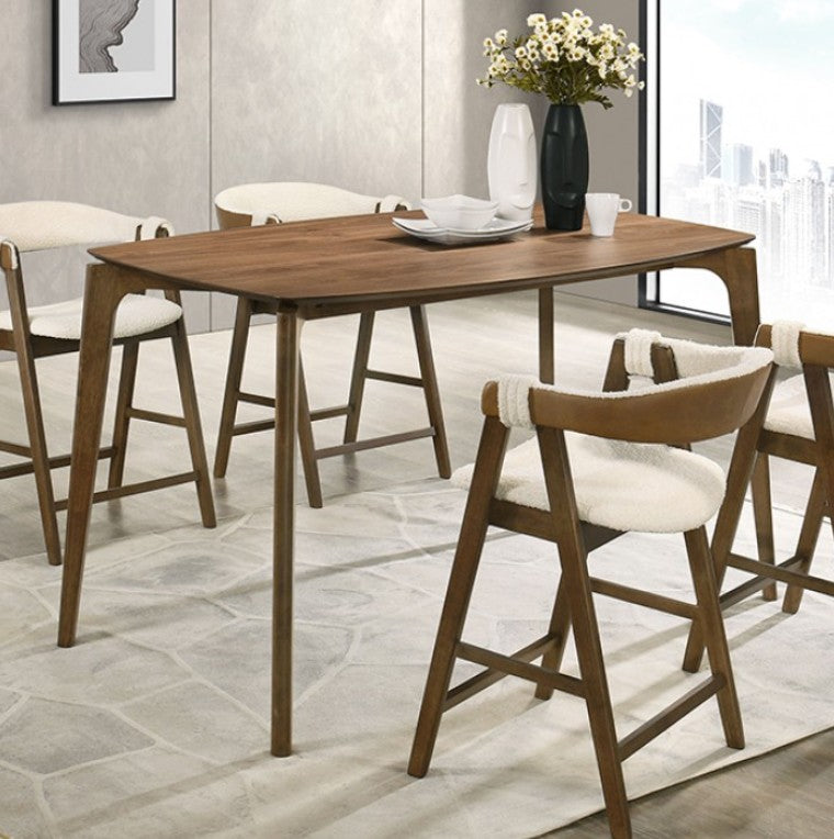 Serika Mid Century Modern Counter Height Walnut Dining Table