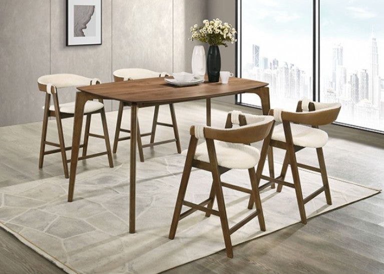 Serika Mid Century Modern Counter Height Walnut Dining Table