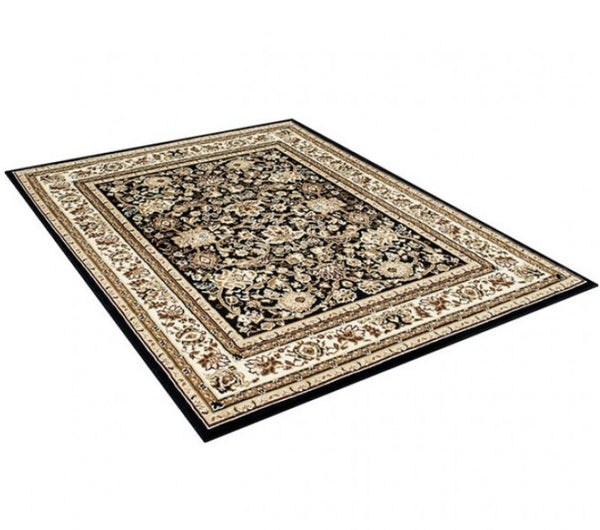 Shotta Traditional Style 5x8 Brown Area Rug Decorative rug with intricate patterns on a white background