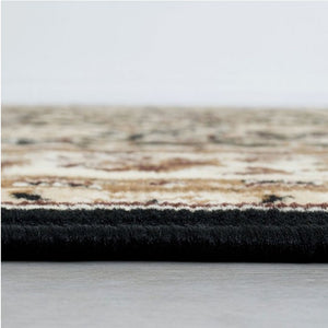 Shotta Traditional Style 5x8 Brown Area Rug Close-up of a textured rug with a neutral color palette on a light gray background