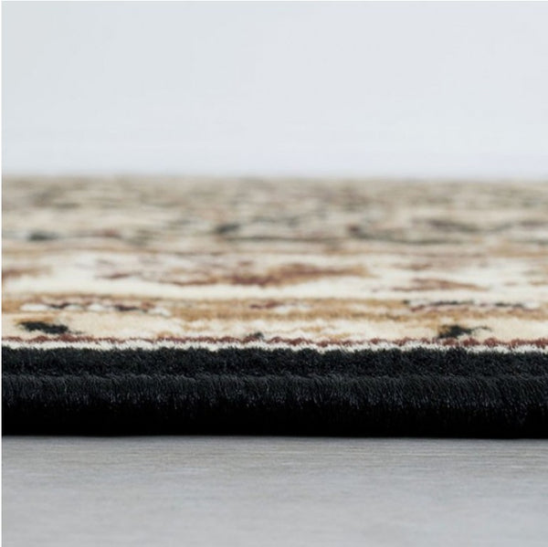 Shotta Traditional Style 5x8 Brown Area Rug Close-up of a textured rug with a neutral color palette on a light gray background