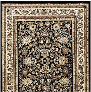 Shotta Traditional Style 5x8 Brown Area Rug Decorative rug with intricate patterns on a black background