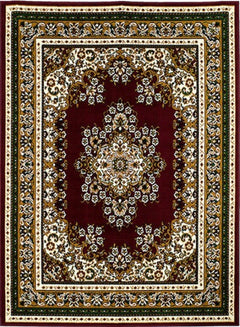 Shotta Traditional Style 5x8 Burgundy Area Rug Decorative rug with intricate patterns on a red background