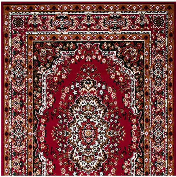Shotta Traditional Style 5x8 Red Area Rug Decorative rug with intricate patterns on a red background