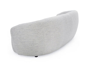 Silvi Off White Modern Fabric Sofa Gray half-moon cushion on a white background