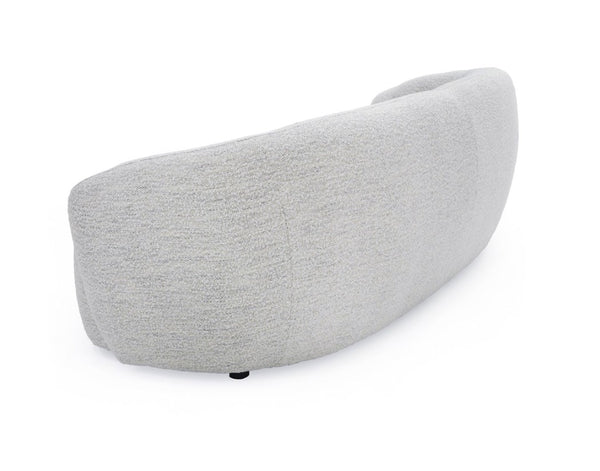 Silvi Off White Modern Fabric Sofa Gray half-moon cushion on a white background