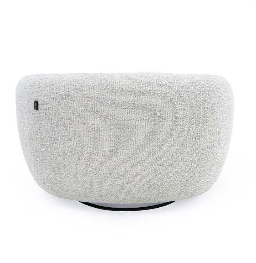Silvi Off White Modern Fabric Swivel Chair Gray textured armchair on a white background