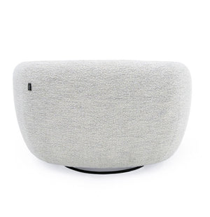 Silvi Off White Modern Fabric Swivel Chair Round gray fabric ottoman on a white background