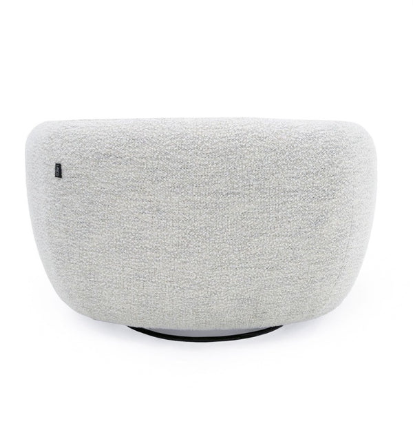 Silvi Off White Modern Fabric Swivel Chair Round gray fabric ottoman on a white background