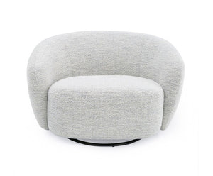 Silvi Off White Modern Fabric Swivel Chair Gray textured armchair on a white background