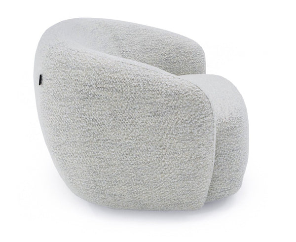 Silvi Off White Modern Fabric Swivel Chair Gray textured headband on a white background
