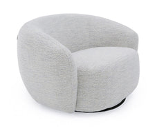 Silvi Off White Modern Fabric Swivel Chair Gray textured armchair on a white background