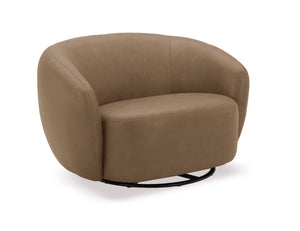 Silvi Tan Leather Modern Swivel Chair Brown swivel chair on a white background