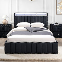 Sluvender Modular Upholstered Bed Black Finish