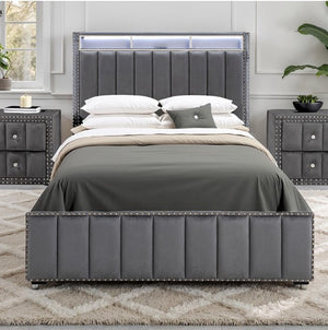 Sluvender Modular Upholstered Nightstand Dark Gray Finish