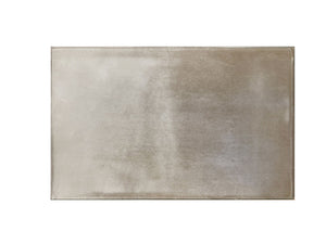 Sonya Beige Velvet Upholstered Traditional Style Nightstand A rectangular metallic silver-gray tile with a brushed finish, shown against a plain white background.