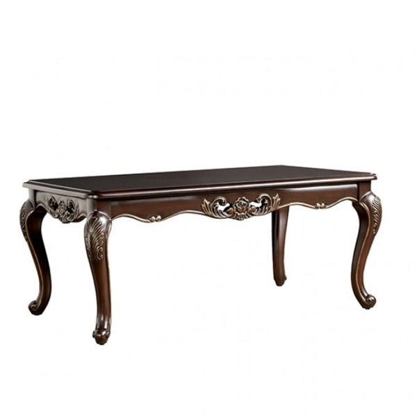 Spencer Solid Wood Traditional Coffee Table Decorative wooden table with intricate carvings on a white background