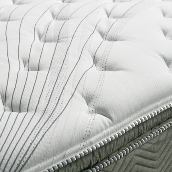 Stormin Euro Pillow Top Gel Infused Memory Foam Mattress 13" Close-up of a quilted mattress with stitching details