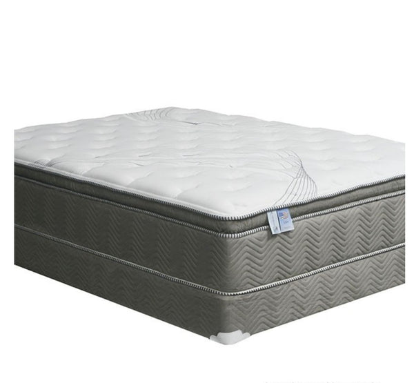 Stormin Euro Pillow Top Gel Infused Memory Foam Mattress 13" A twin-size mattress shown at an angle, featuring a white quilted top surface and a dark gray textured side panel with a zipper closure.